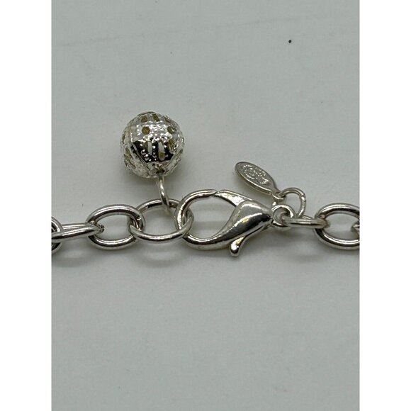 Cha-Cha Necklace Silver-tone Grey Colored Beads Chain Chunky Statement - Picture 5 of 7